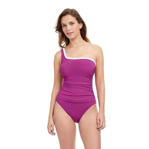 New! Profile By Gottex French Pleats One-Piece Swimsuit - Picture 1 of 7